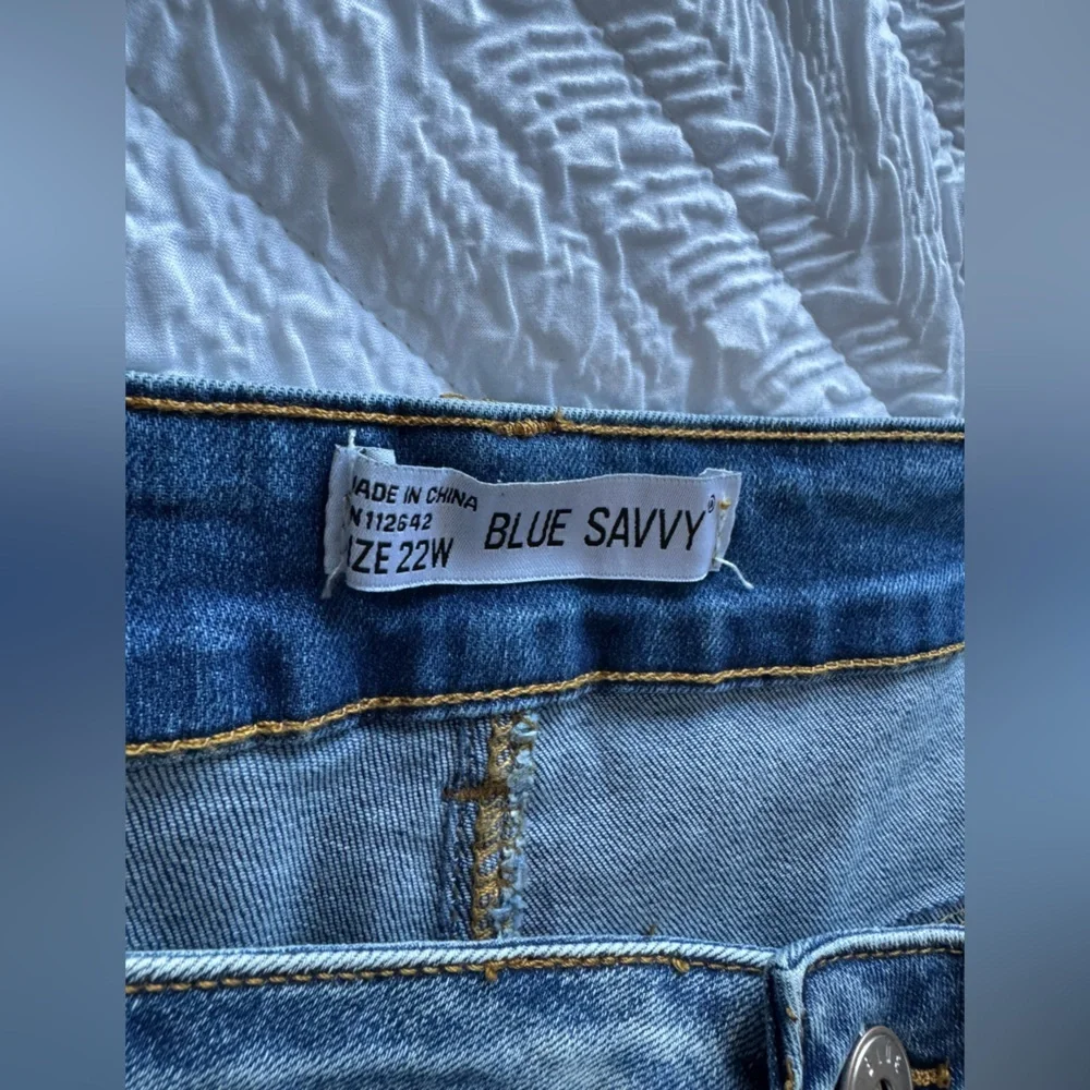 Blue Savy Denim Shorts Jeans Cotton Summer Size 22W NWT - Picture 5 of 6